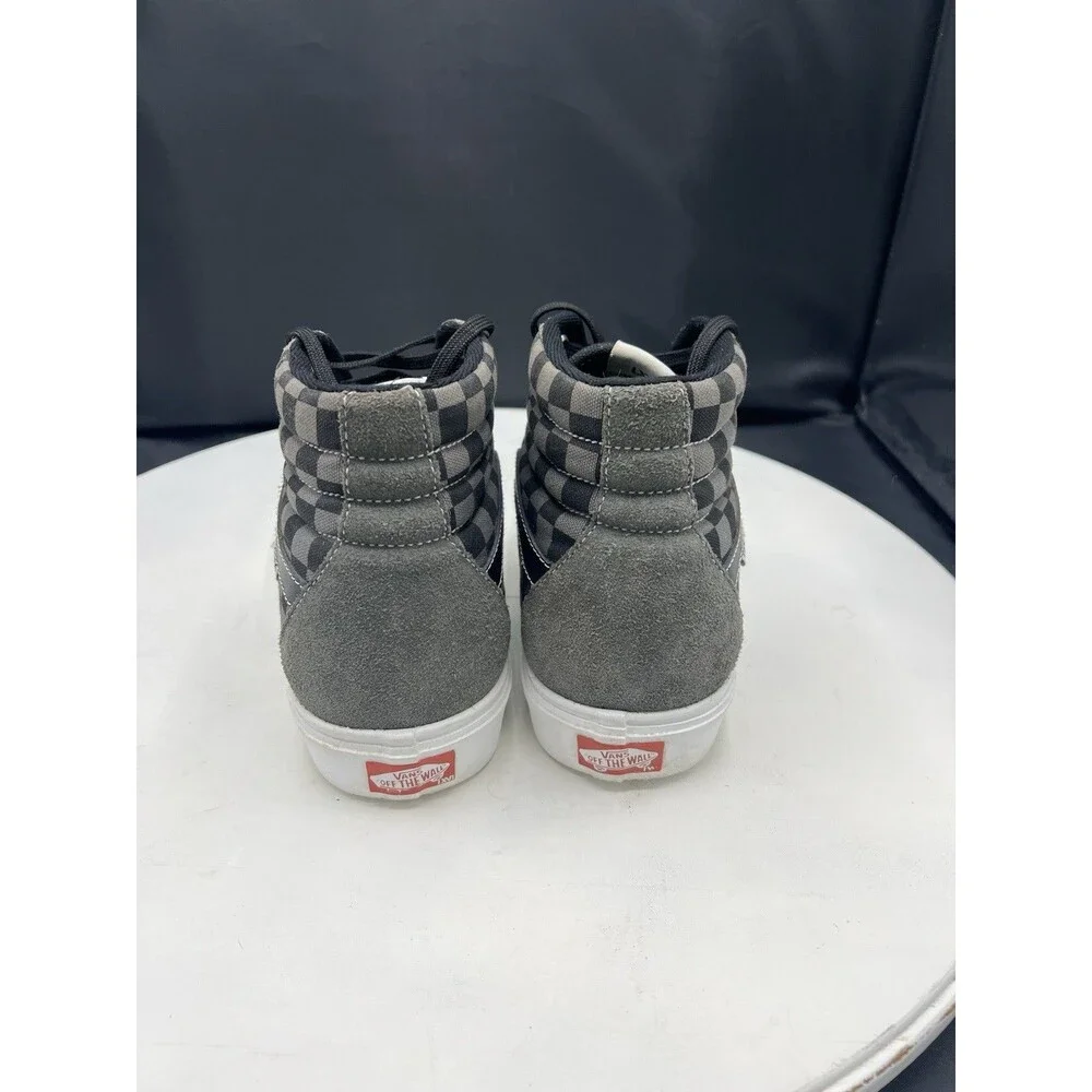 VANS Sk8-Hi Gray Black White Checker Suede High Top Sneakers Men’s 9/Women 10.5